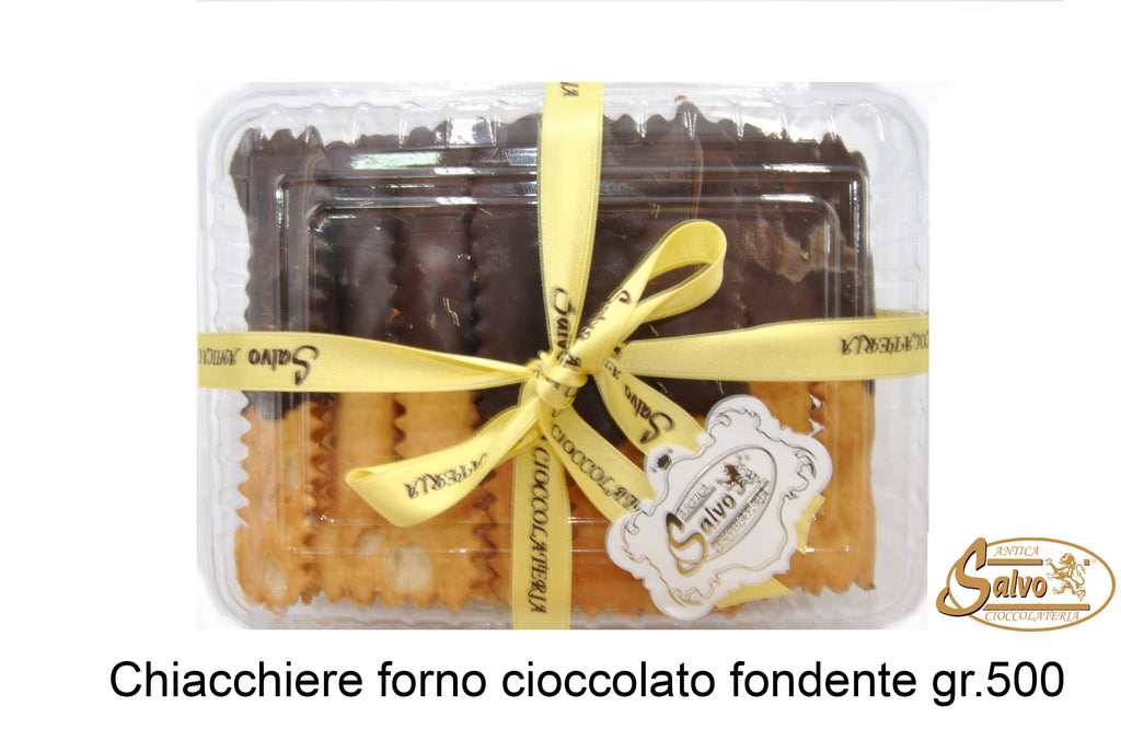 Chiacchiere di carnevale ricoperte di cioccolato Gr.500