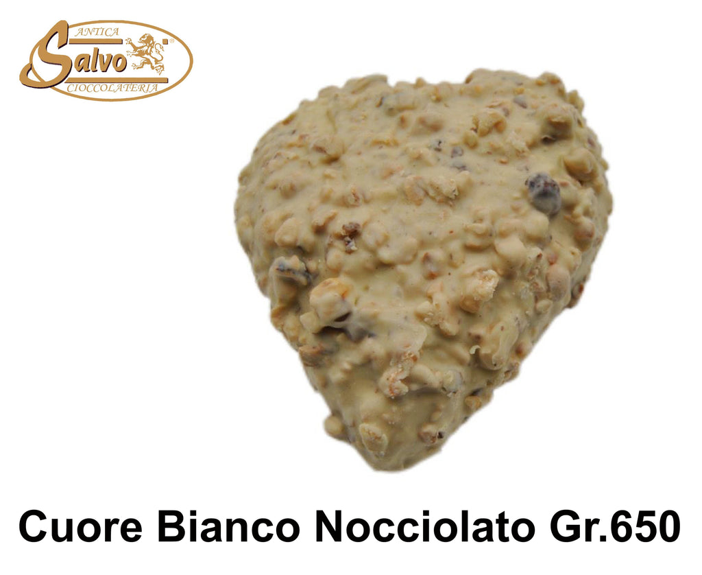 Cuore nocciolato bianco ripieno di crema bianca gr.650
