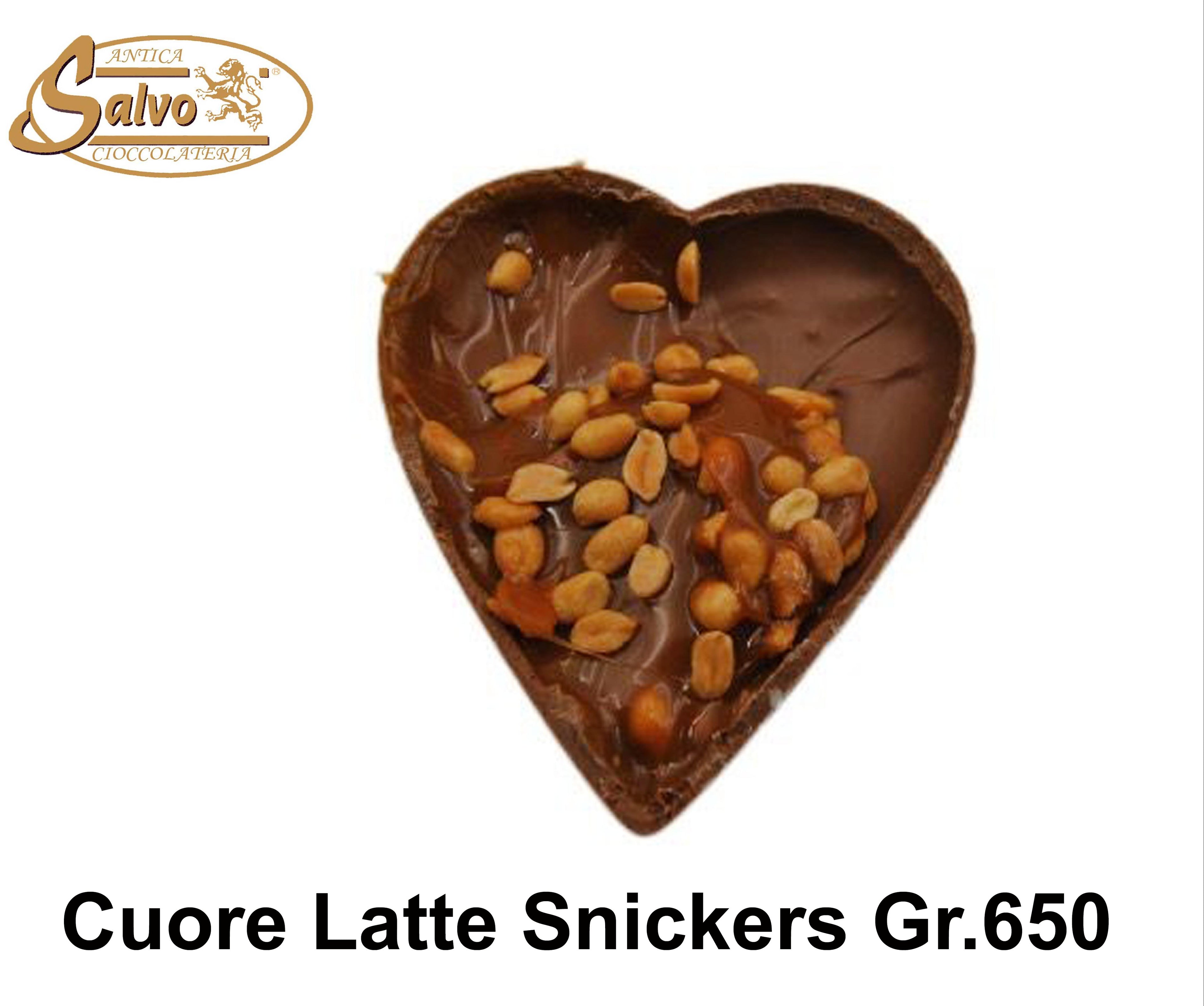 Cuore al latte snickers ripieno di crema caramello gr.650