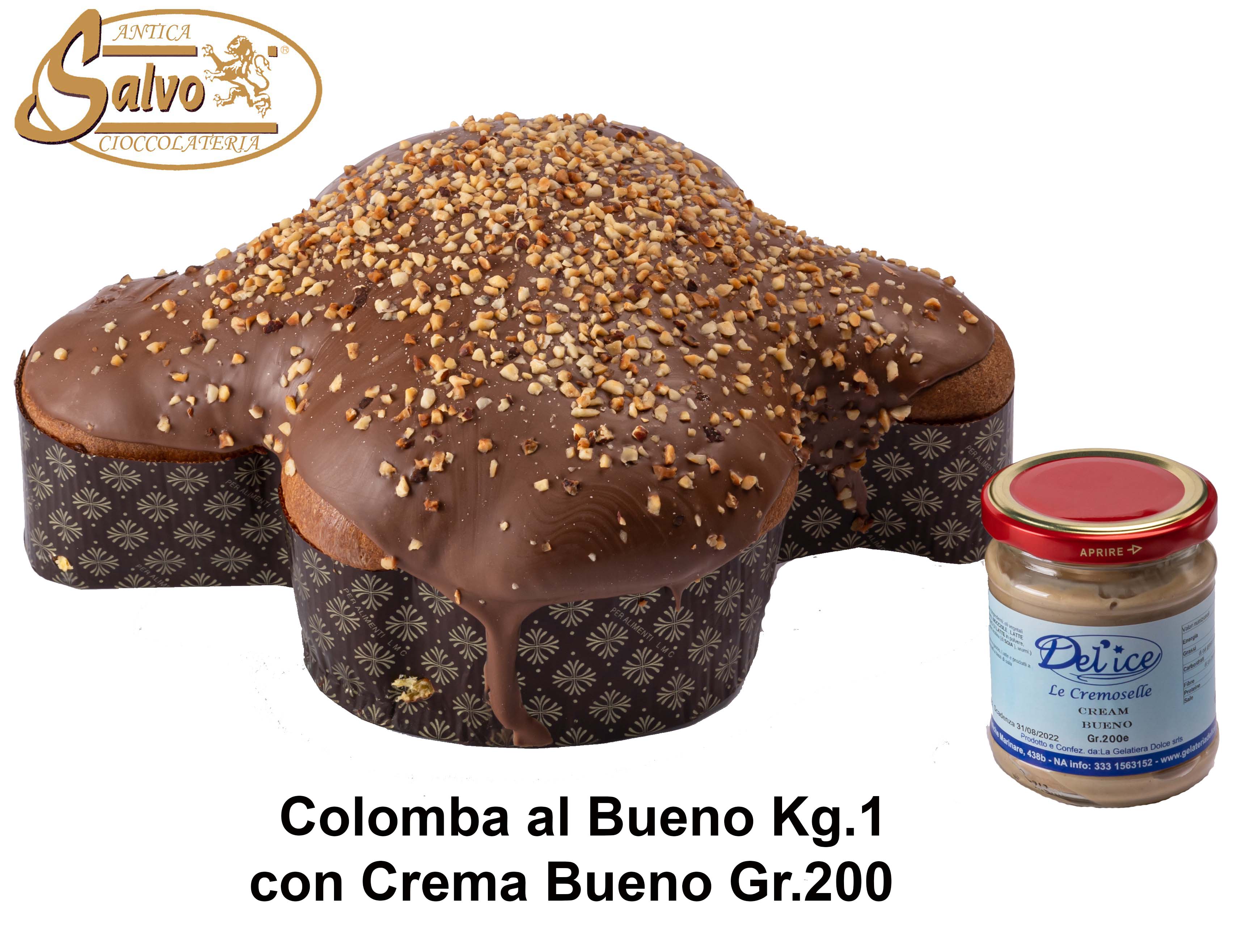 GRAN LIEVITATO ALLA NOCCIOLA (COLOMBA) Gr.900 + VASETTO CREMA SPALMABILE ALLA NOCCIOLA Gr.200