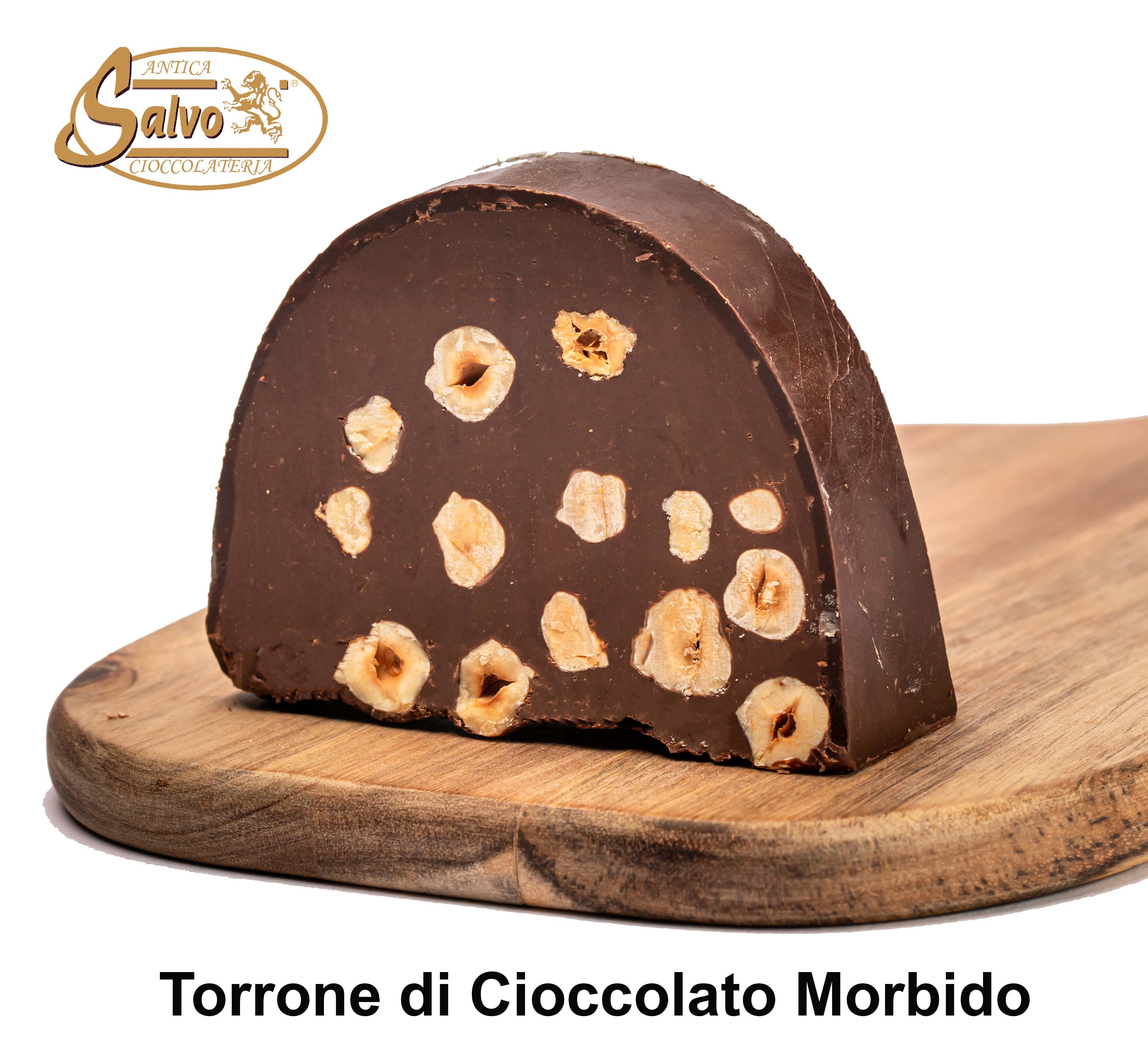 Torrone di cioccolato morbido al fondente a fette