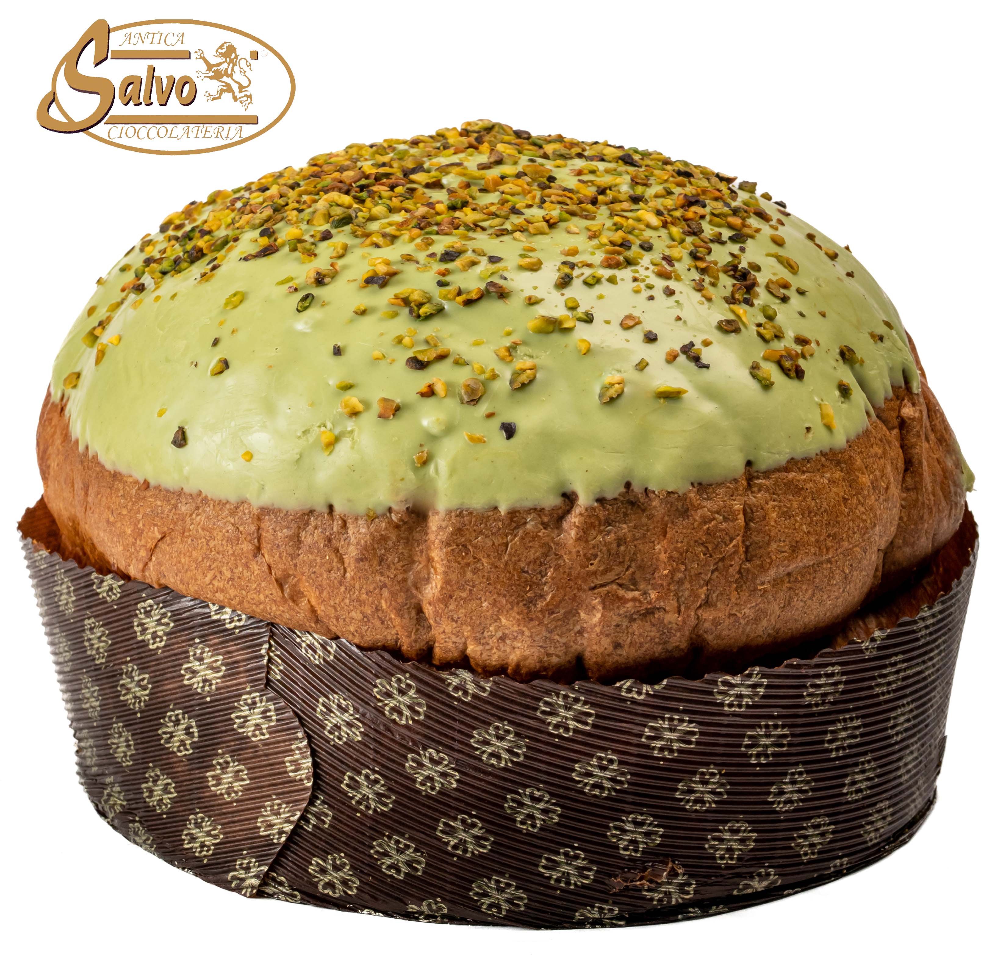 PANETTONE RICOPERTO PISTACCHIO Kg.1 + BARATTOLO CREMA AL PISTACCHIO GR.200