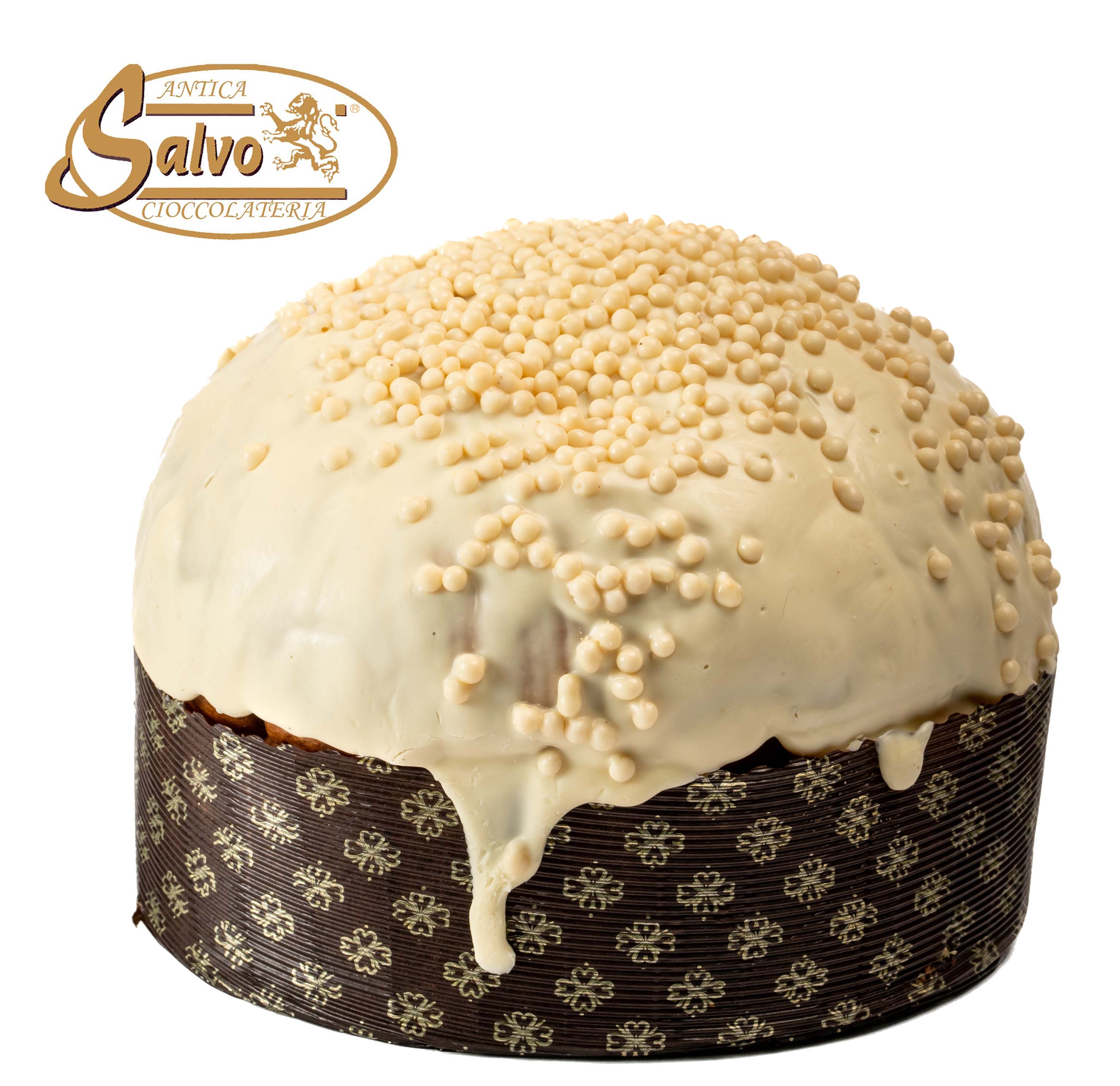 PANETTONE RICOPERTO CIOCCOLATO BIANCO KG.1 + BARATTOLO CREMA BIANCA GR.200