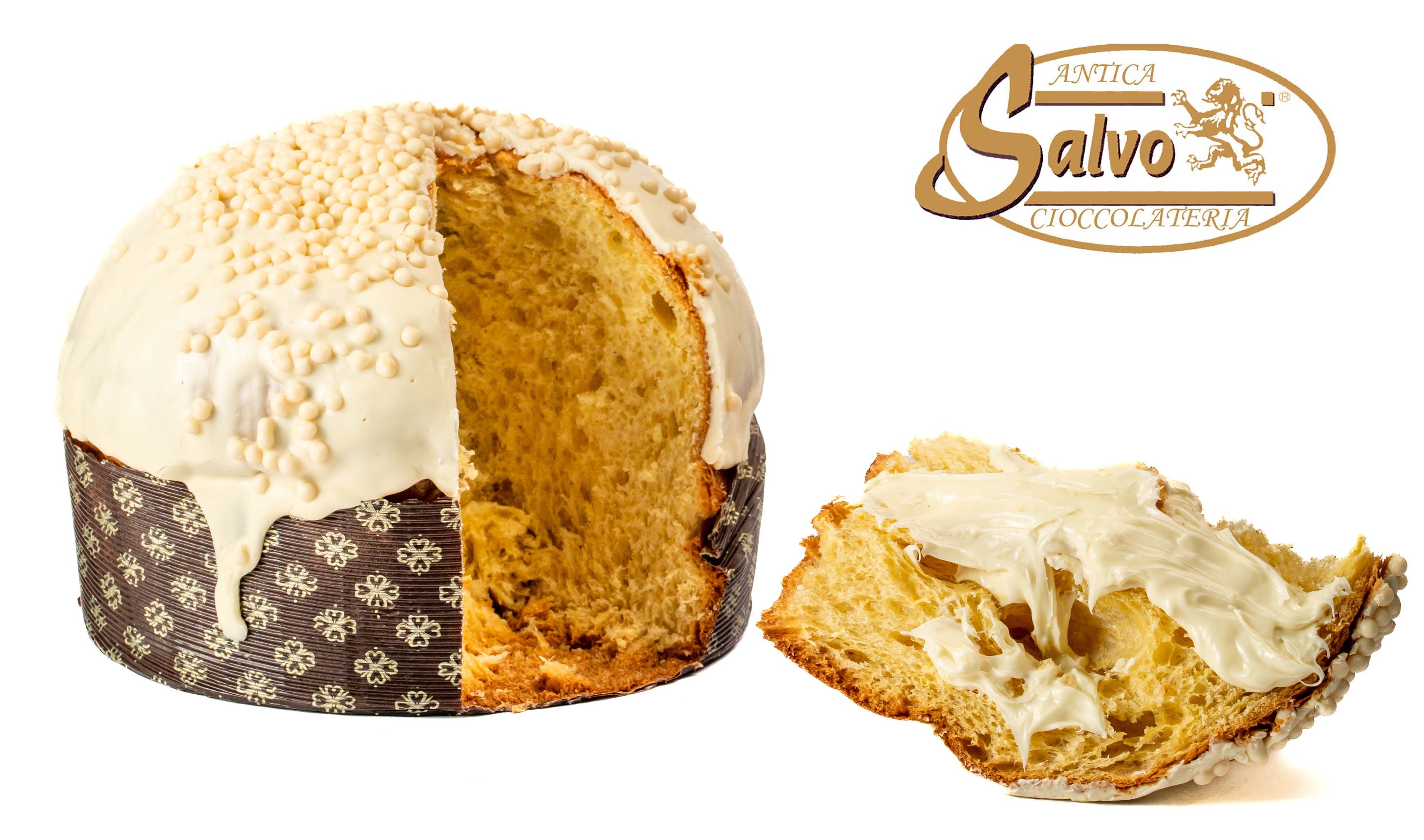 PANETTONE RICOPERTO CIOCCOLATO BIANCO KG.1 + BARATTOLO CREMA BIANCA GR.200