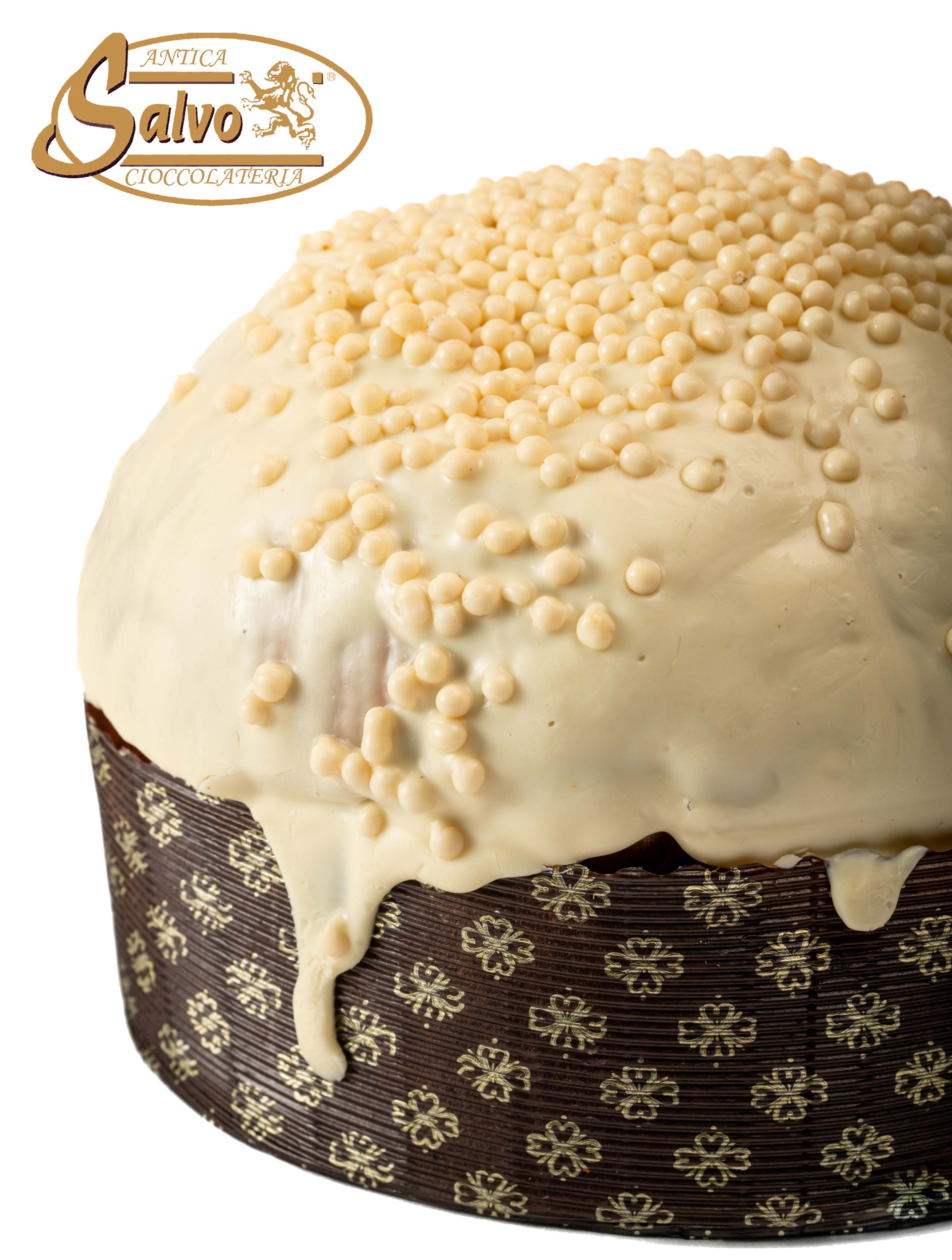 PANETTONE RICOPERTO CIOCCOLATO BIANCO KG.1 + BARATTOLO CREMA BIANCA GR.200