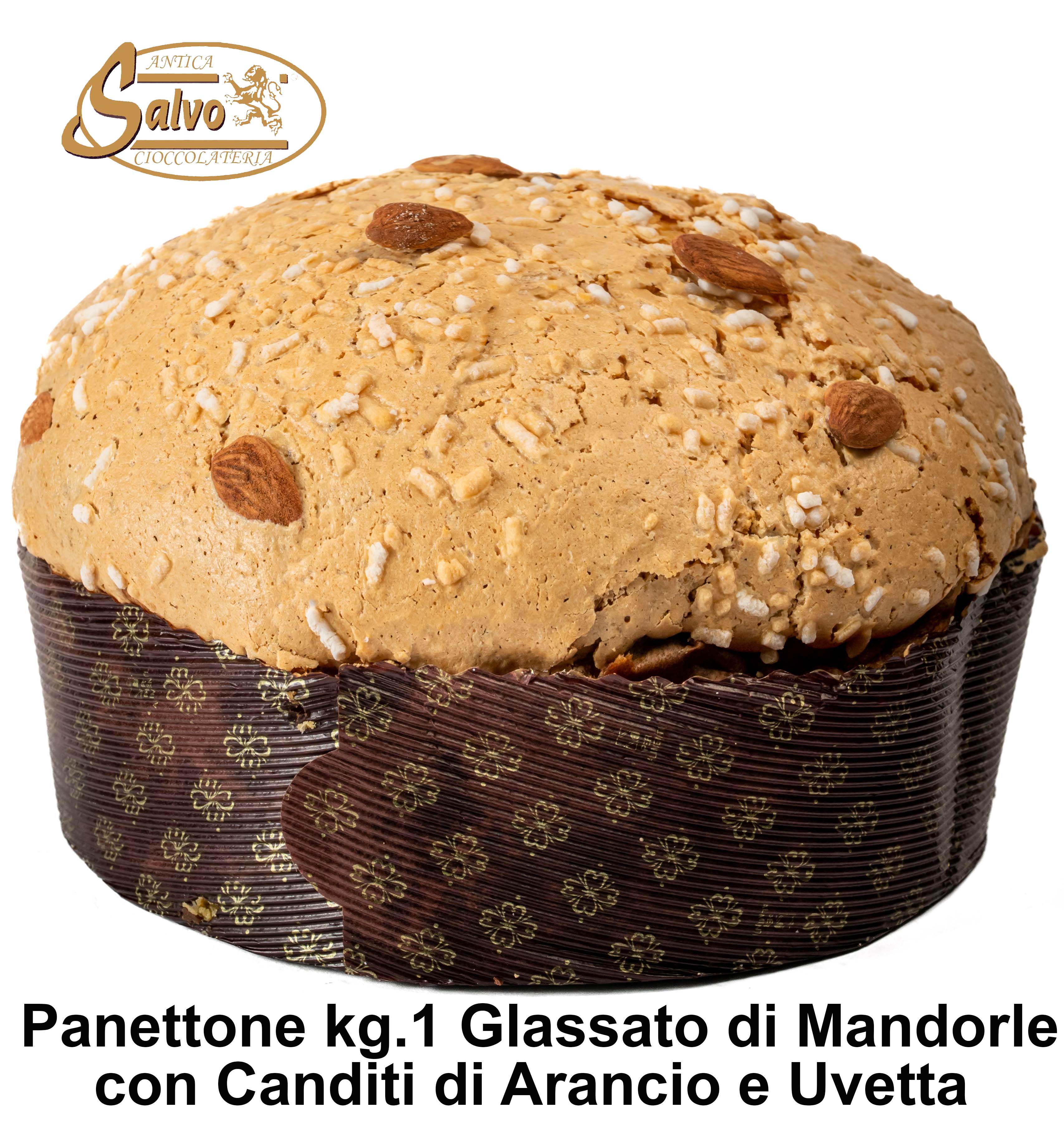 PANETTONE RICOPERTO GLASSA E MANDORLE -TRADIZIONALE kg.1