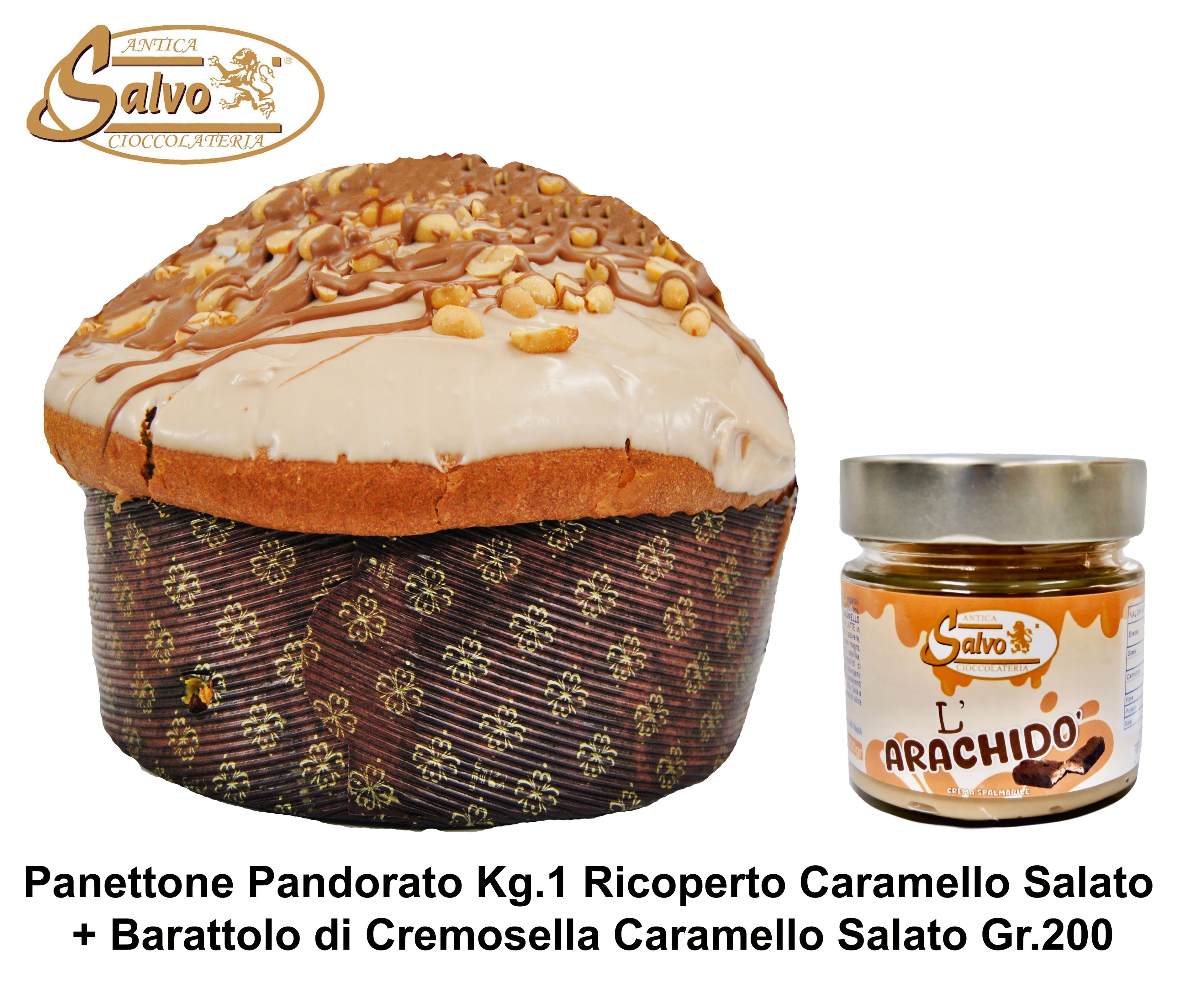 PANETTONE CARAMELLO SALATO KG.1 + BARATTOLO CREMA CARAMELLO SALATO GR.200