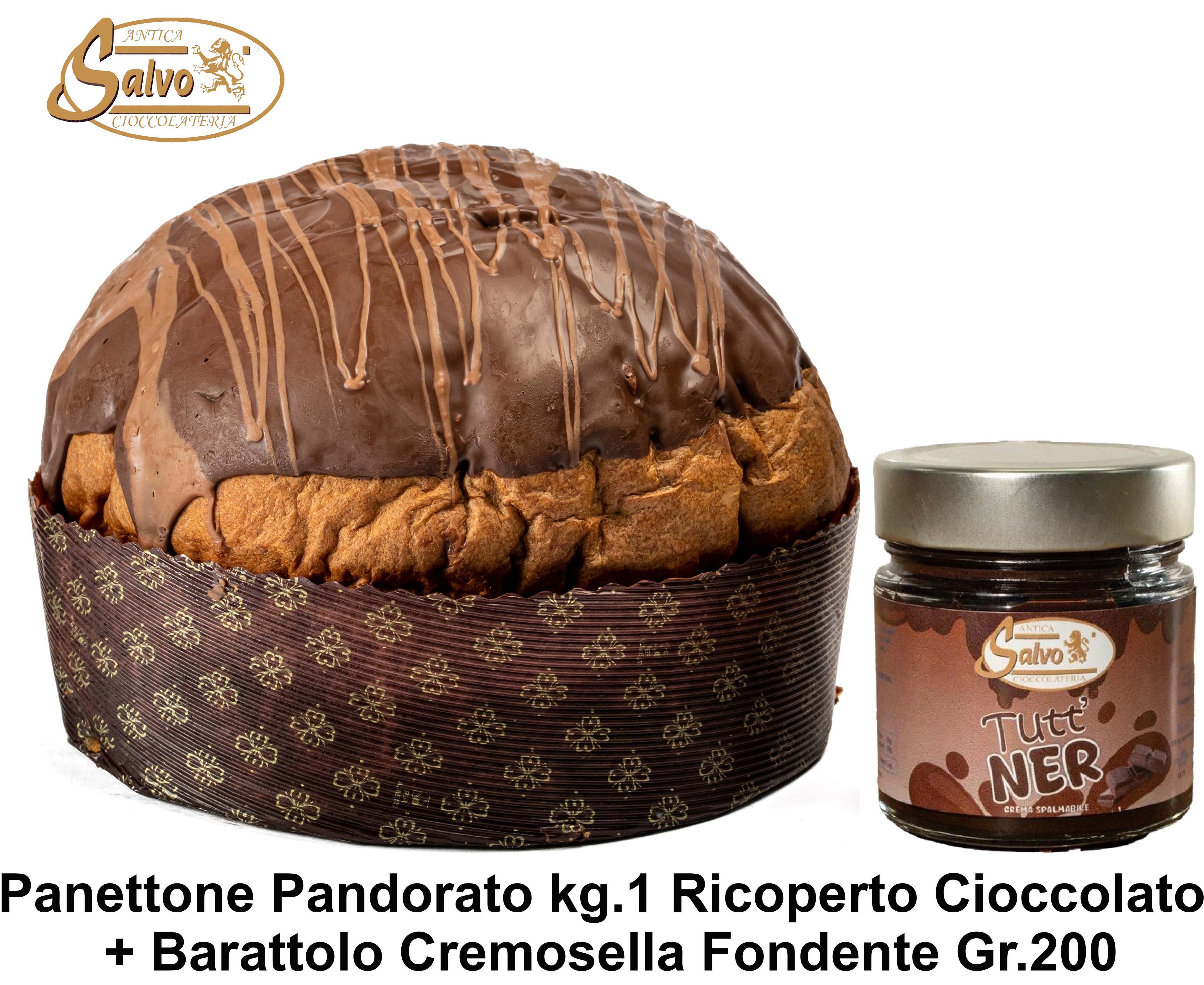 PANETTONE CIOCCOLATO FONDENTE KG.1 + BARATTOLO CREMA FONDENTE GR.200