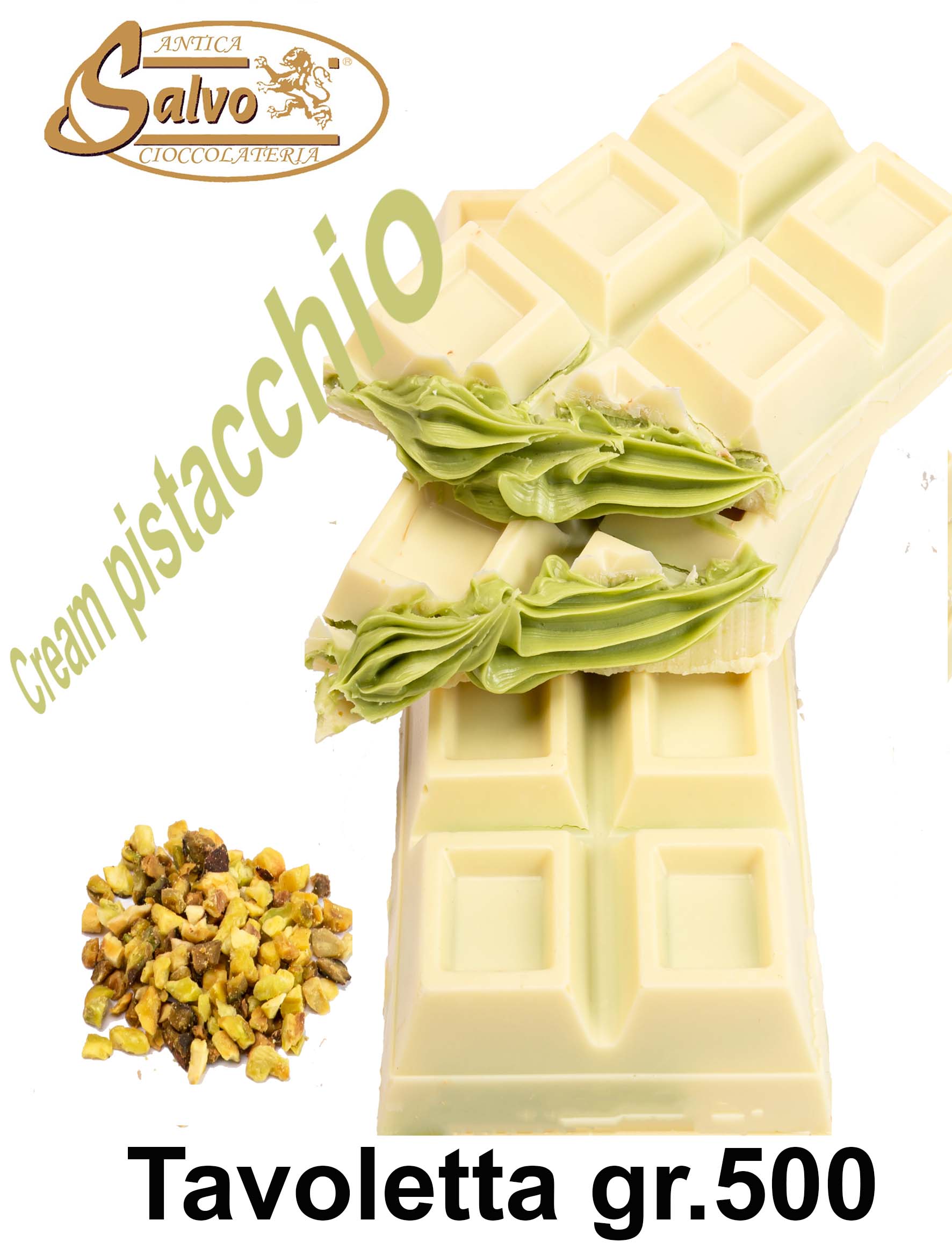 Tavoletta di cioccolato al Pistacchio Ripiena cremosella Pistacchio